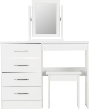 Nevada 4 Drawer Dressing Table Set - WHITE GLOSS