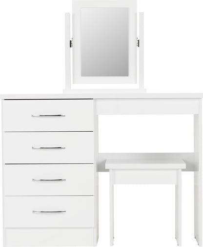 Nevada 4 Drawer Dressing Table Set - WHITE GLOSS