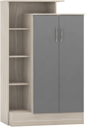 NEVADA-PETITE-OPEN-SHELF-WARDROBE-GREY-GLOSSLIGHT-OAK-EFFECT-VENEER-2021-100-101-141-4-scaled.jpg