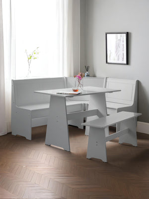 Newport Corner Dining Set With Storage Bench - Dove Grey