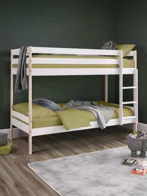 Nova 90cm Single White and Wood Effect Bunk Bed