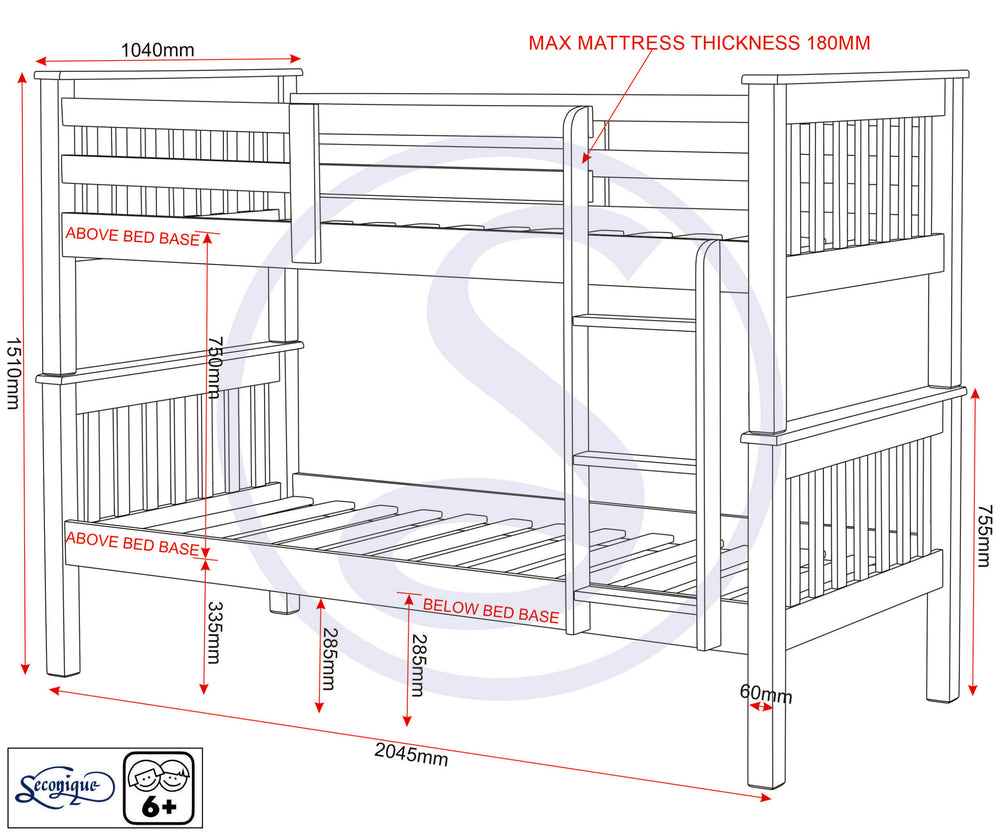 Neptune 3' Bunk Bed - DARK GREY/OAK EFFECT