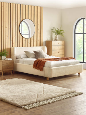 Oberon Cream Bouclé Upholstered 150 cm King Bed