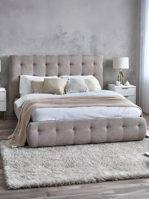 Odette 135cm Double Light Taupe Chenille Bed