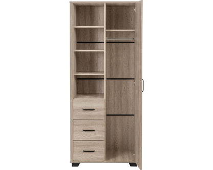Oliver Range - 1 Door 3 Drawer Open Shelf Wardrobe