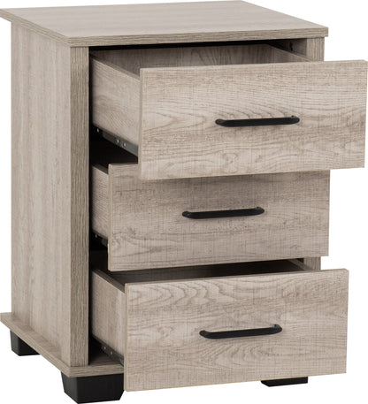 Oliver 3 Drawer Bedside - LIGHT OAK EFFECT