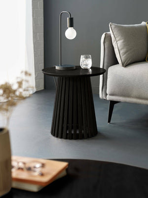 Ollie Black 45cm Round Lamp Table