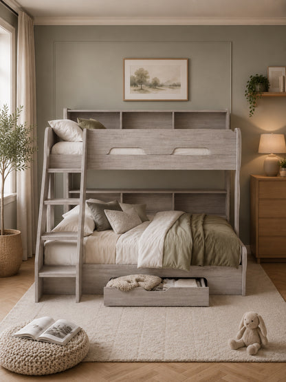 Orion Triple Sleeper Bunk Bed - Grey Oak Effect, Single/Small Double