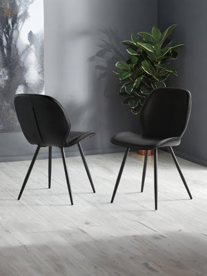 Set of 2 Otto Black Faux Leather Dining Chairs