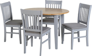 Oxford Extending Dining Set - Grey/Natural Oak/Grey Fabric