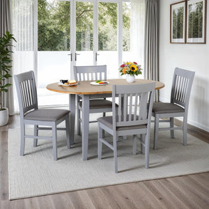 Oxford Extending Dining Set - GREY/NATURAL OAK/GREY FABRIC