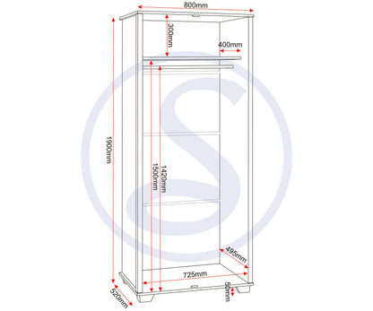Oliver 2 Door Wardrobe - LIGHT OAK EFFECT