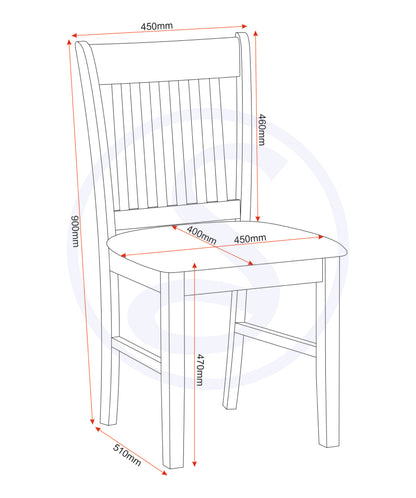 Oxford Chair (Box of 2) - GREY/GREY FABRIC
