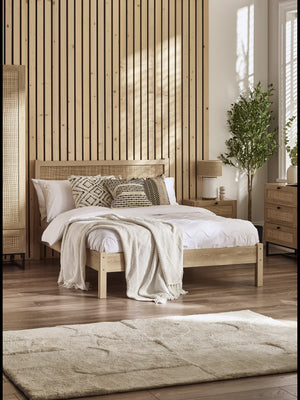 Padstow 150cm King Oak Rattan Effect Bed