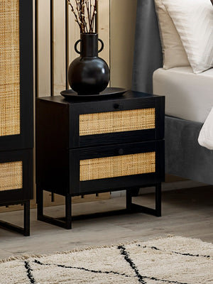 Padstow 2 Drawer Bedside - Black