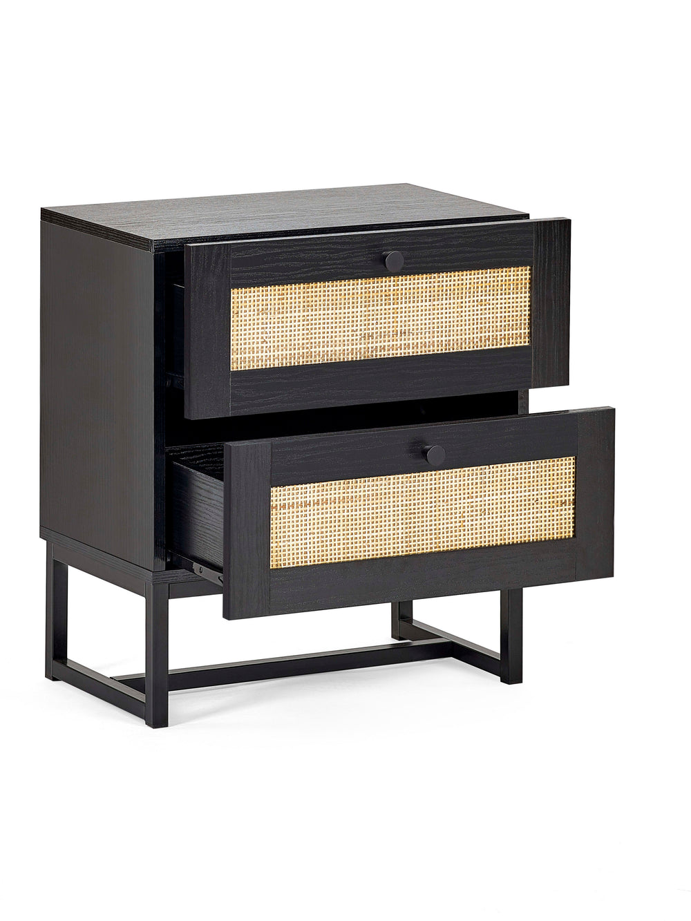 Padstow 2 Drawer Bedside - Black