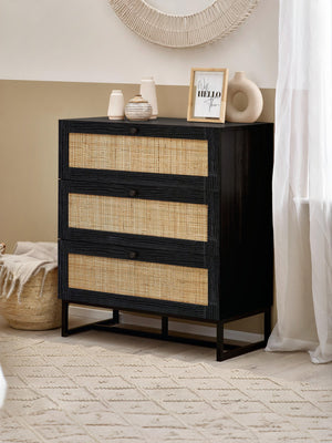 Padstow 3 Drawer Chest - Black