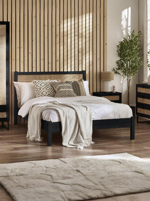 Padstow 135cm Double Black Rattan Effect Bed