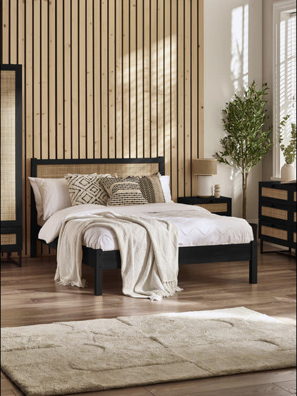Padstow 150cm King Black Rattan Effect Bed