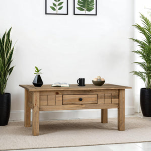 Panama 1 Drawer Coffee Table - Natural Wax