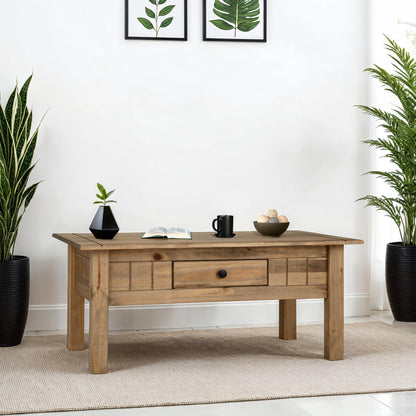 Panama 1 Drawer Coffee Table - Natural Wax