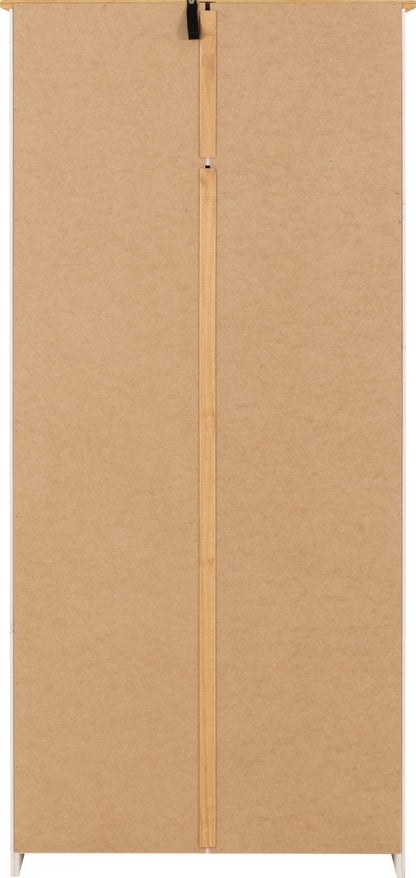 Panama 2 Door Wardrobe - WHITE/NATURAL WAX