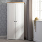 Panama 2 Door Wardrobe - WHITE/NATURAL WAX