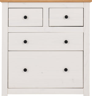 Panama 2+2 Drawer Chest - WHITE/NATURAL WAX