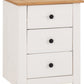 Panama 3 Drawer Bedside - WHITE/NATURAL WAX