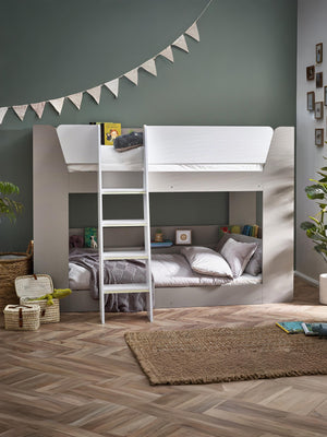 Parsec 90cm Single Taupe and White Bunk Bed