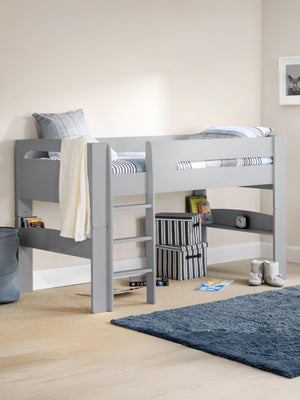 Pluto 90cm Single Grey Convertible Low to Midsleeper Bed