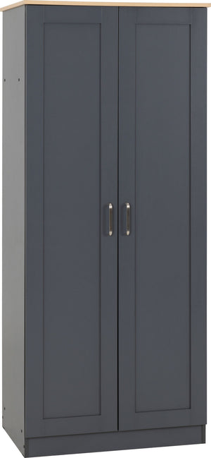 Portland 2 Door Wardrobe - GREY/OAK EFFECT