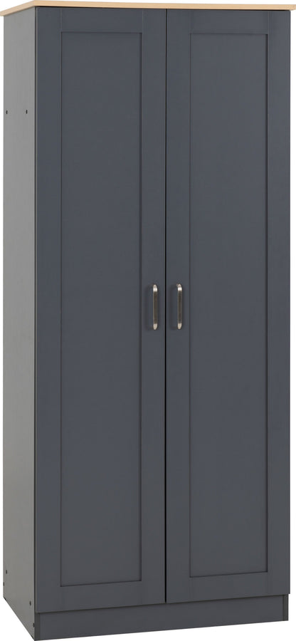 Portland 2 Door Wardrobe - GREY/OAK EFFECT