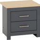 Portland 2 Drawer Bedside - Grey/Oak Effect