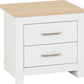 Portland 2 Drawer Bedside - WHITE/OAK EFFECT