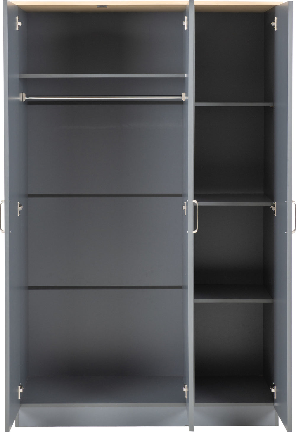 Portland 3 Door Wardrobe - GREY/OAK EFFECT