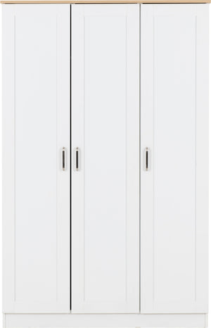Portland 3 Door Wardrobe - WHITE/OAK EFFECT