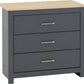 Portland 3 Drawer Chest - Grey/Oak Effect