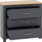 Portland 3 Drawer Chest - Grey/Oak Effect