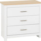 Portland 3 Drawer Chest - WHITE/OAK EFFECT