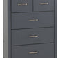 Portland 3+2 Drawer Chest - Grey/Oak Effect