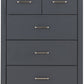 Portland 3+2 Drawer Chest - Grey/Oak Effect