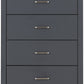 Portland 4 Drawer Chest - Grey/Oak Effect