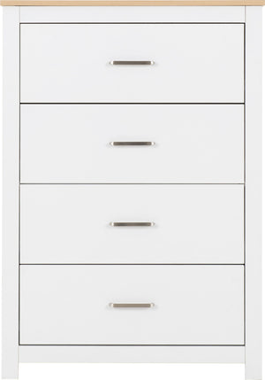 Portland 4 Drawer Chest - WHITE/OAK EFFECT