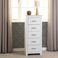 Portland 5 Drawer Narrow Chest - White/Oak Effect