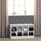 Portland Shoe Bench - White/Steel Fabric