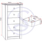 Panama 5 Drawer Chest - White/Natural Wax