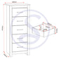 Portland 5 Drawer Narrow Chest - GREY/OAK EFFECT
