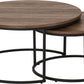 Quebec Round Coffee Table Set - Medium Oak Effect/Black