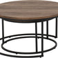 Quebec Round Coffee Table Set - Medium Oak Effect/Black
